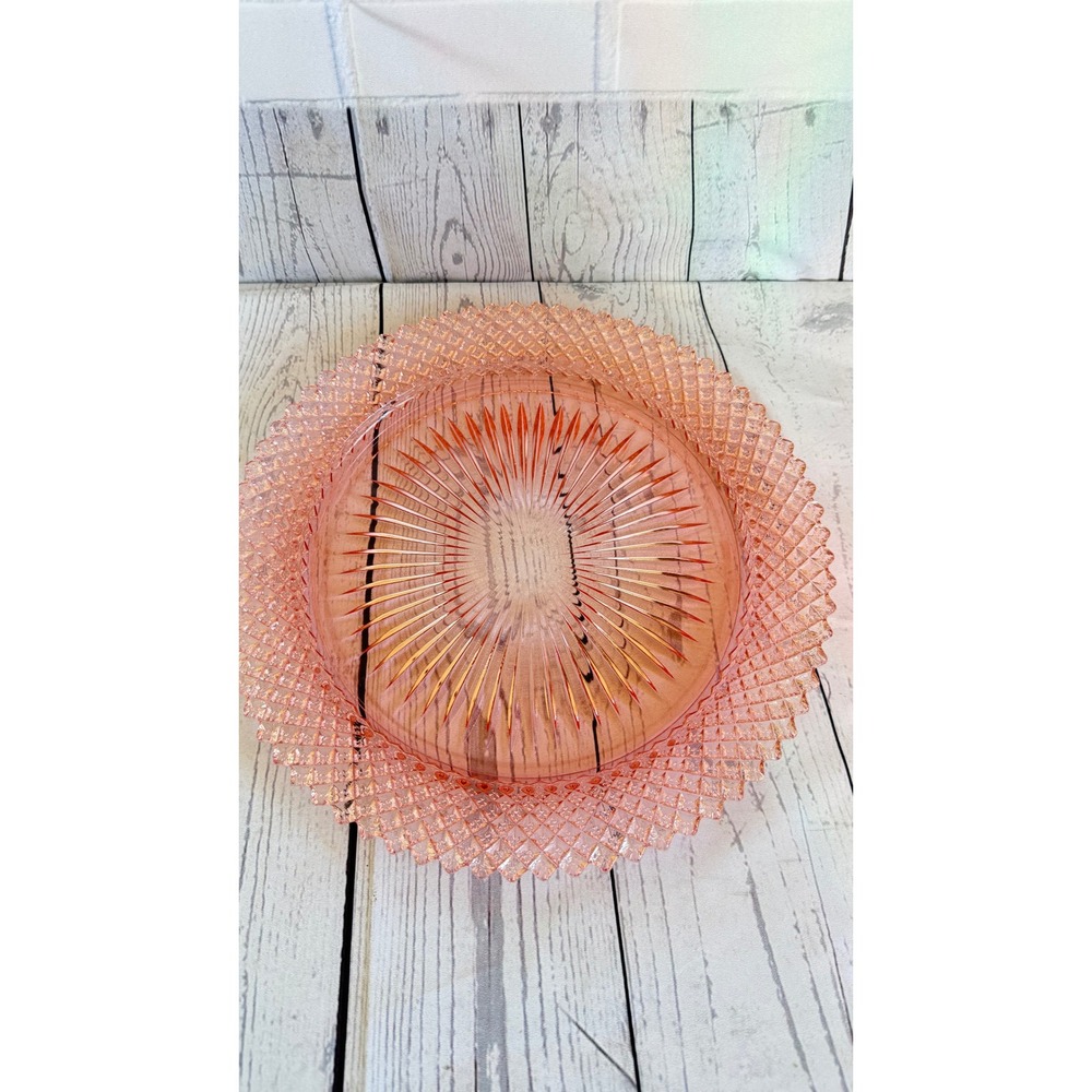 Vintage Pink Miss America Diamond Pattern Depression Glass Serving Plate 10.25"